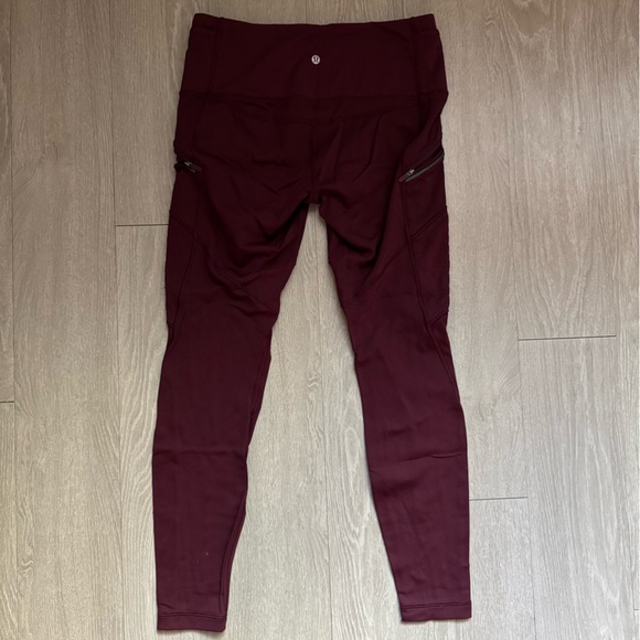 lululemon athletica Pants - Lululemon Fleece Lined Burgundy High-Waisted Leggings size 10